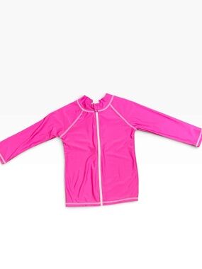 Flap Happy Hot Pink Full-Zip Kids Rash Guard